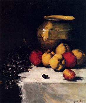 傑曼 西奧多爾 尅勒門特 立波特 A Still Life With Apples And Grapes